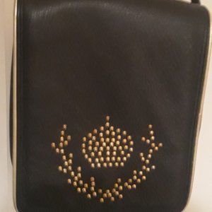 Vintage I. Magnin Navy Blue Leather w/Gold'Crowned w/Laurel' design, FINAL Price